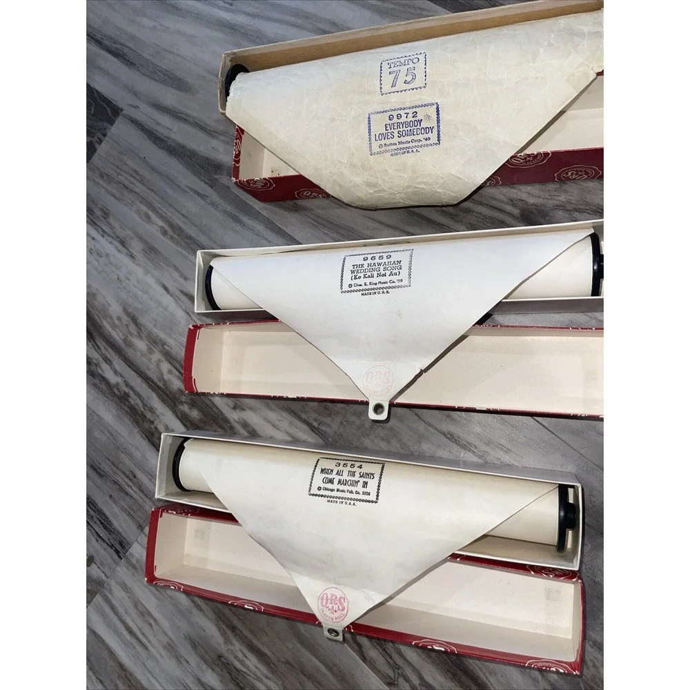 Vintage QRS Player Piano Word Rolls Lot of 14 All Original Boxes Labeled As Is